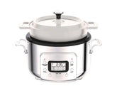 Stainless Steel 6-in-1 Digital Slow Cooker with Removable Cast Iron Pot, 5 quart