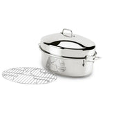 Specialty Cookware, Stainless Steel Oval Roaster with flat rack and lid, 15 inch