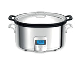 Stainless Steel Digital Slow Cooker; Nonstick Ceramic Coating; 7 quart