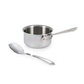 D3 Stainless 3-ply Bonded Cookware, 1 quart Saucepan with Solid Spoon, 2 Piece Set