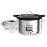 Gourmet Plus Stainless Steel 7-in-1 Slow Cooker, Nonstick Ceramic Coating, 5 quart