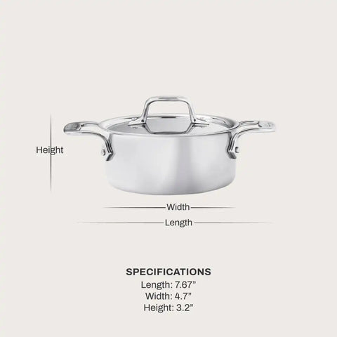 Stainless Steel Mini Ovenware, Covered Dutch Oven, 0.5 Quart