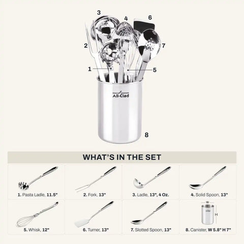 Professional Stainless Steel Kitchen Tool Set, 8 piece