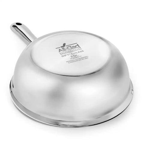D3 Stainless 3-ply Bonded Cookware, Saucier with Whisk, 2 quart