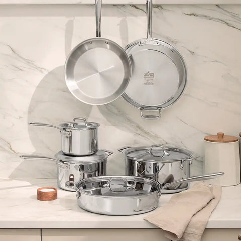 D3 Stainless Everyday, 3-Ply Bonded Cookware, Family-Sized Set, 10 piece