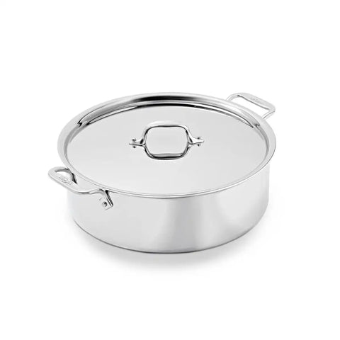 All-Clad D3 Stainless Everyday 3-ply Bonded Cookware, Rondeau Pan with lid, 8 quart