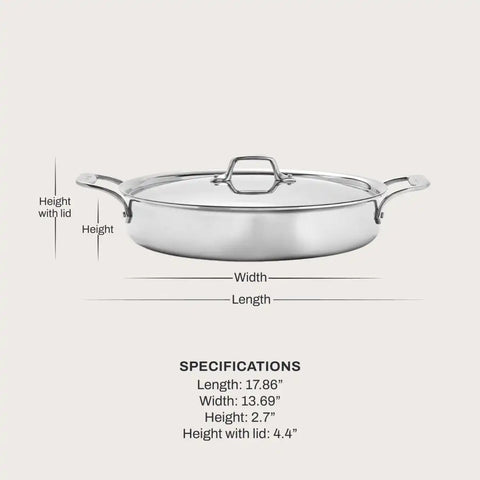 D3 Stainless 3-ply Bonded Cookware, Mother of All Pans with lid, 6 quart