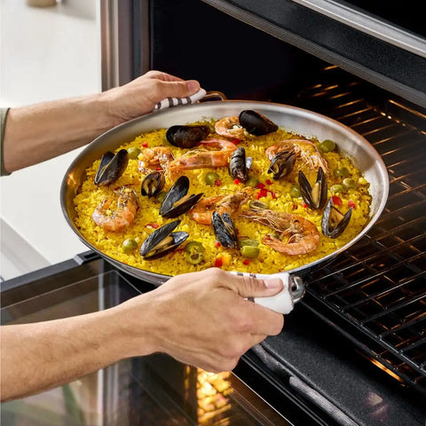 D3 Stainless 3-ply Bonded Cookware Paella Pan, 14 inch