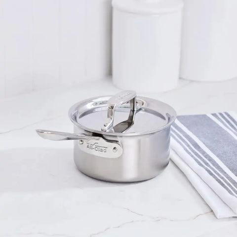 D5 Stainless Brushed 5-ply Bonded Cookware, Sauce Pan with lid, 1.5 quart