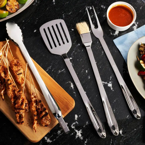 Stainless Steel 4 piece BBQ Tool Set with box