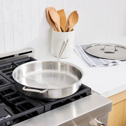 D5 Stainless Brushed 5-ply Bonded Cookware, Saute Pan with lid, 6 quart