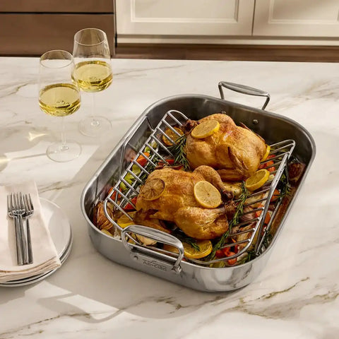 Specialty Cookware, Stainless Steel Roaster with Rack, 14 x 18 inch