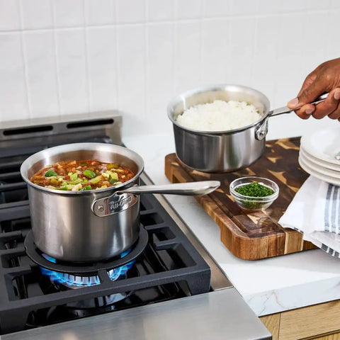 D5 Stainless Brushed 5-ply Bonded Cookware, Sauce Pan with lid, 1.5 quart