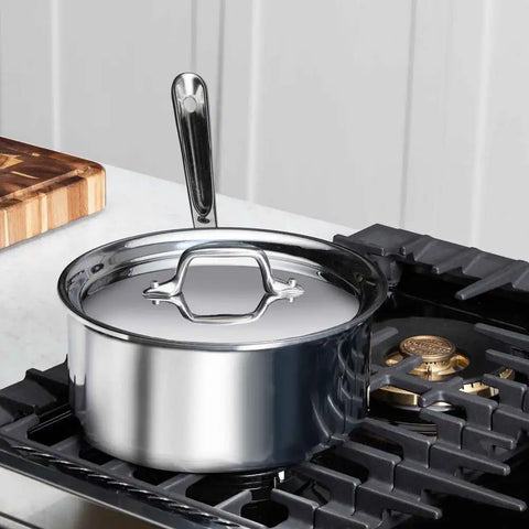 D3 Stainless 3-Ply Bonded Cookware, Sauce Pan with Lid, 3 quart