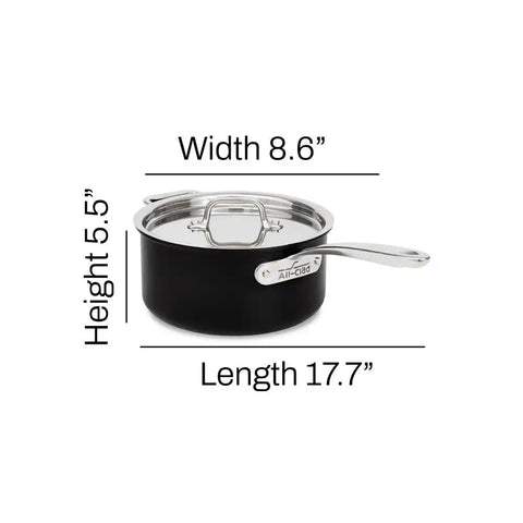 NS Pro Nonstick Cookware, Sauce Pan with Lid, 3.2 Quart