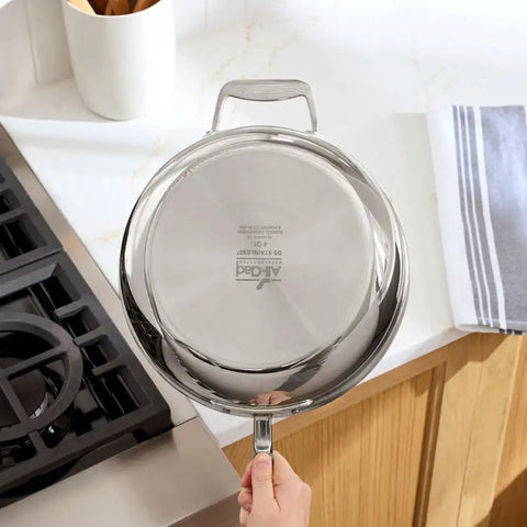 D5 Stainless Polished 5-ply Bonded Cookware, Essential Pan with lid, 4 quart