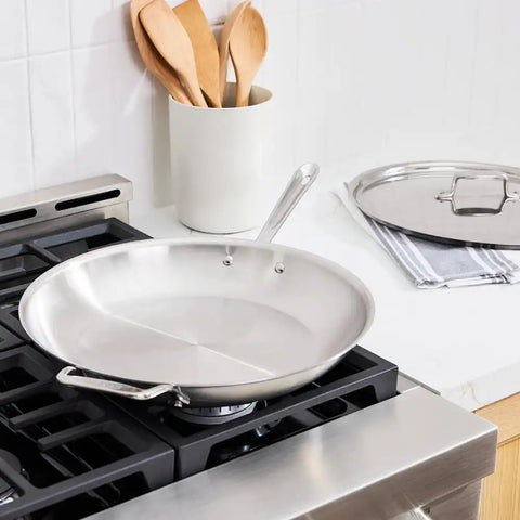 D5 Stainless Brushed 5-ply Bonded Cookware, Fry Pan with Lid, 14 inch