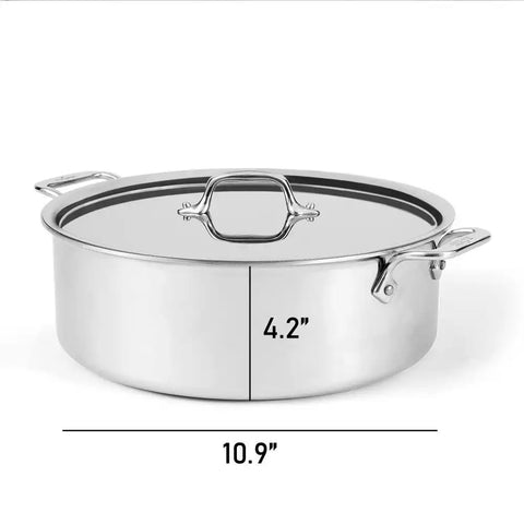 All-Clad D3 Stainless Everyday 3-ply Bonded Cookware, Rondeau Pan with lid, 8 quart