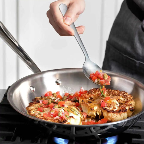 D3 Stainless 3-Ply Bonded Cookware, Fry Pan with Lid, 12 inch