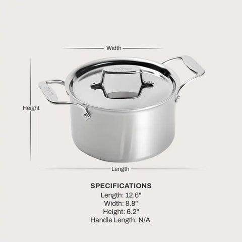 D5 Stainless Brushed 5-ply Bonded Cookware, Soup Pot with lid, 4 quart
