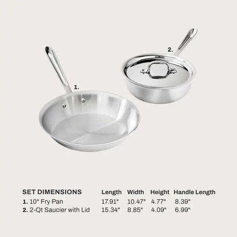 D3 Stainless 3-Ply Bonded Cookware, Chef's Selection Set, 3 Piece Set