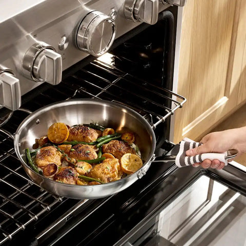 D5 Stainless Brushed 5-ply Bonded Cookware, Weeknight Pan with lid, 4 quart