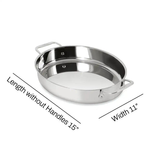 Specialty Cookware, Stainless Steel Oval Baker, 15 inch