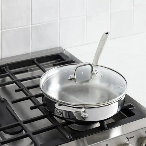 D3 Stainless Everyday 3-ply Bonded Cookware, Sauté Pan with Glass lid, 3 quart