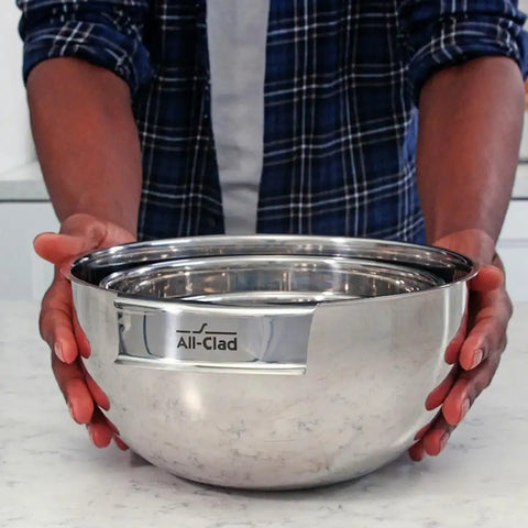 Stainless Steel 3 piece Mixing Bowl Set; 1.5 x 3 x 5 quart