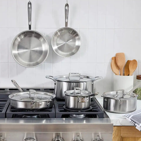 D5 Stainless Brushed 5-ply Bonded Cookware Set, 10 piece Set