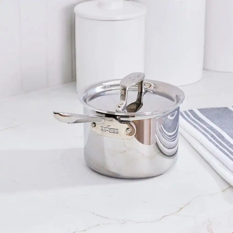 D5 Stainless Polished 5-ply Bonded Cookware, Sauce Pan with lid, 2 quart