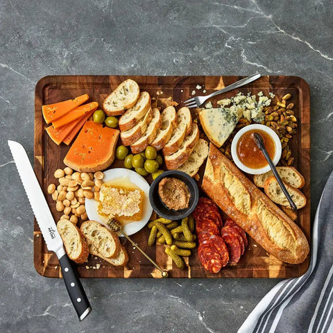 Forged Knives 2 Piece Set; Cutting Board &amp; 8 inch Bread Knife