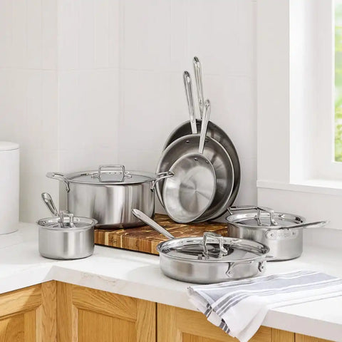 D5 Stainless Brushed 5-ply Bonded Cookware Set, 11 piece Set