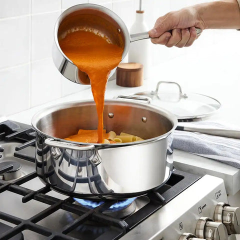 D3 Stainless Everyday 3-ply Bonded Cookware, Sauce Pan with Glass lid, 1.5 quart