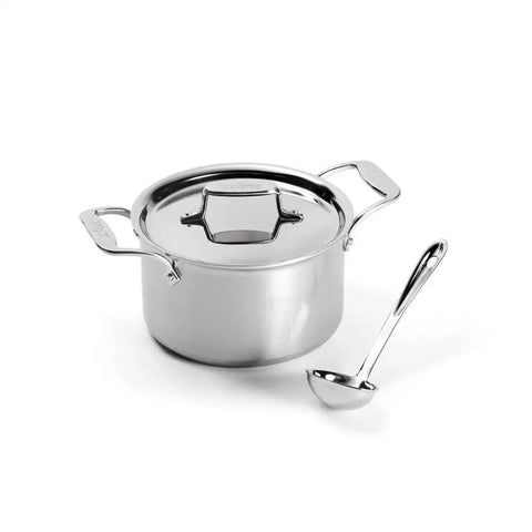 D5 Stainless Brushed 5-ply Bonded Cookware Set, 4-quart Soup Pot and Ladle Set