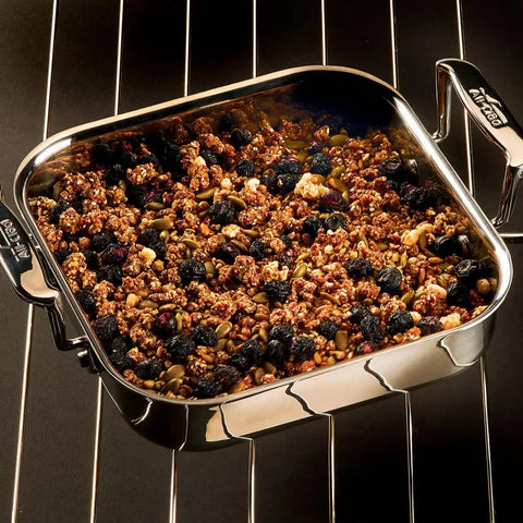 Specialty Cookware, Stainless Steel Square Baker with lid, 8 inch