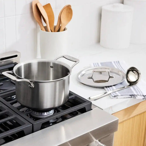 D5 Stainless Brushed 5-ply Bonded Cookware Set, 4-quart Soup Pot and Ladle Set