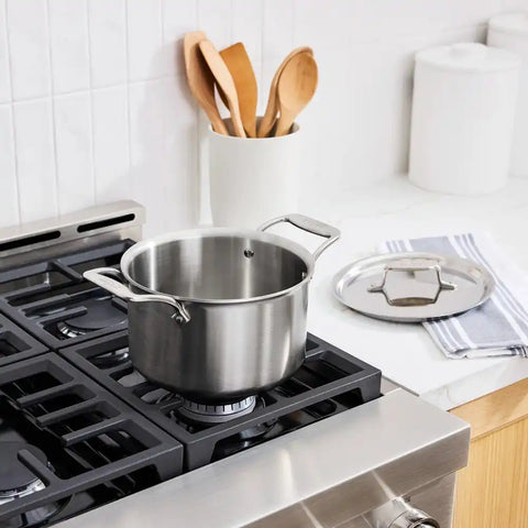 D5 Stainless Brushed 5-ply Bonded Cookware, Soup Pot with lid, 4 quart