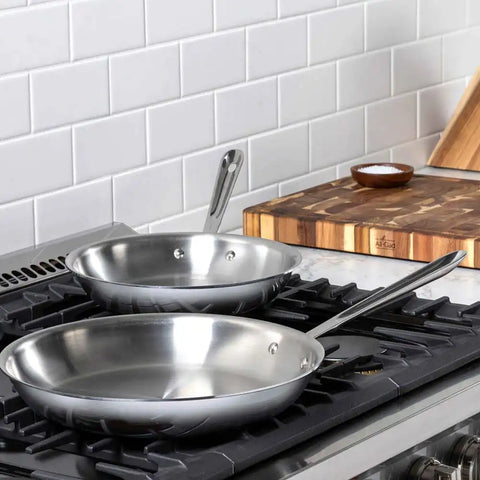 D3 Stainless 3-Ply Bonded Cookware, 2 Piece Fry Pan Set, 8 &amp; 10 inch