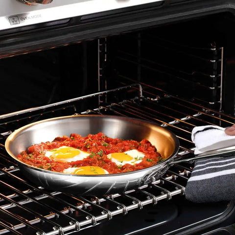 D3 Stainless 3-Ply Bonded Cookware, Fry Pan with Lid, 12 inch