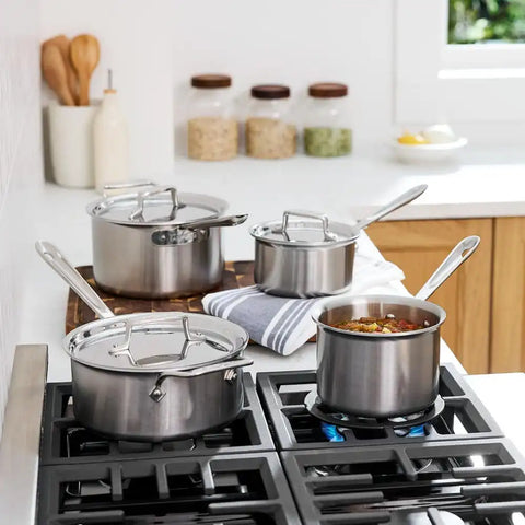 D5 Stainless Brushed 5-ply Bonded Cookware, Sauce Pan with lid, 1.5 quart