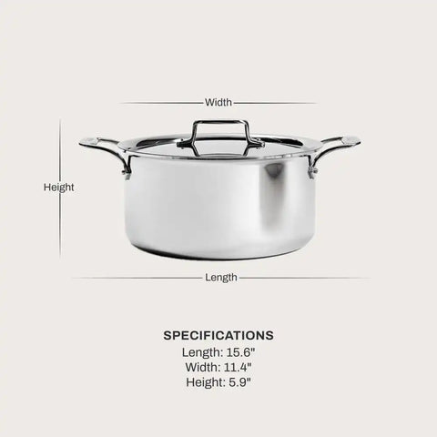 D5 Stainless Polished 5-ply Bonded Cookware, Stockpot with lid, 8 quart