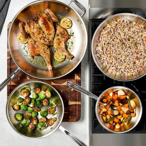 D3 Stainless 3-ply Bonded Cookware Set, 2 piece Fry Pan Set, 10 &amp; 12 inch