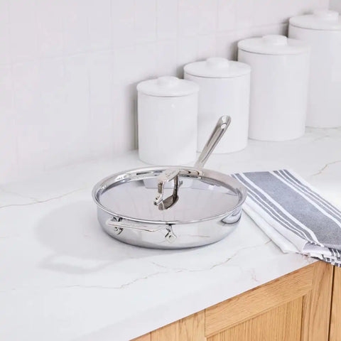 D5 Stainless Polished 5-ply Bonded Cookware, Saute Pan with lid, 3 quart