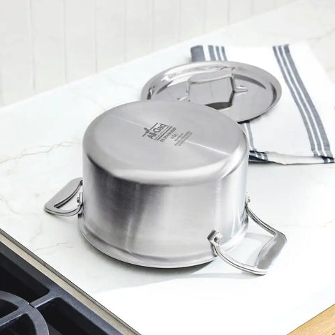 D5 Stainless Brushed 5-ply Bonded Cookware, Soup Pot with lid, 4 quart