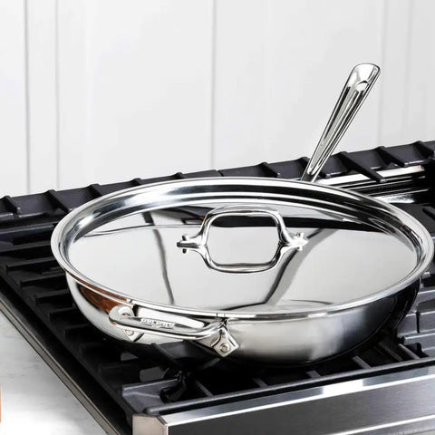 D3 Stainless 3-ply Bonded Cookware, Weeknight Pan with lid, 4 quart