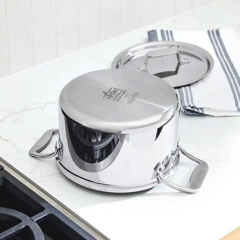 D5 Stainless Polished 5-ply Bonded Cookware, Soup Pot with lid, 4 quart