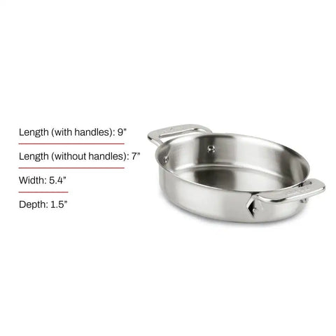 Specialty Cookware, 2 Piece Stainless Steel Mini Oval Baker Set, 7 inch