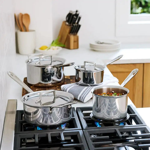D5 Stainless Polished 5-ply Bonded Cookware, Sauce Pan with lid, 1.5 quart