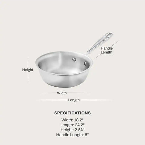 D3 Stainless 3-ply Bonded Cookware, Chef's Selection, Saucier, 1 quart